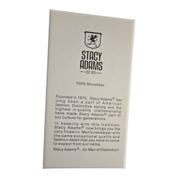 STACY ADAMS NAVY SILVER METALLIC  FASHION BOXED BOW TIE & POCKET SQUARE SET. - Picture 5 of 5